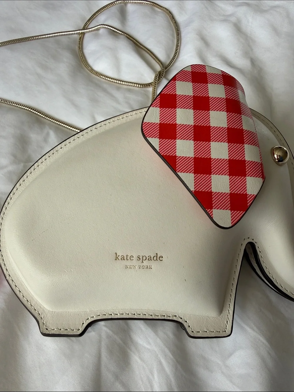 Kate Spade Tiny Elephant Crossbody Purse White Red